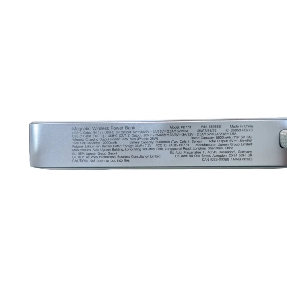 Qq5O UGREEN MagFlow Qi2.2 25W MagSafe Magnetic Wireless Battery Charger PB773